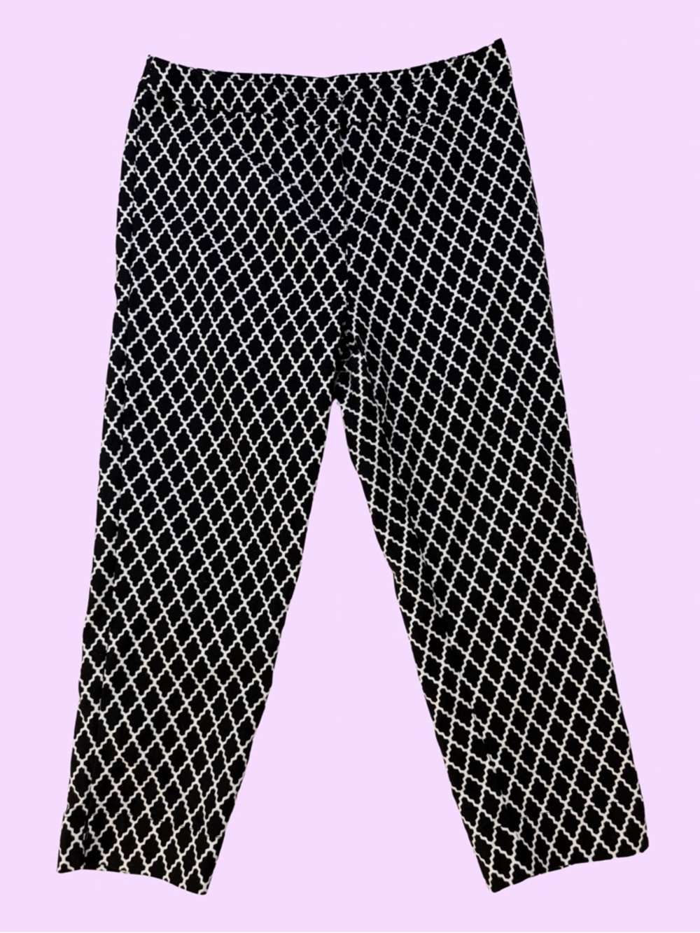 dennis basso Black & White Geometric Straight Leg Pants